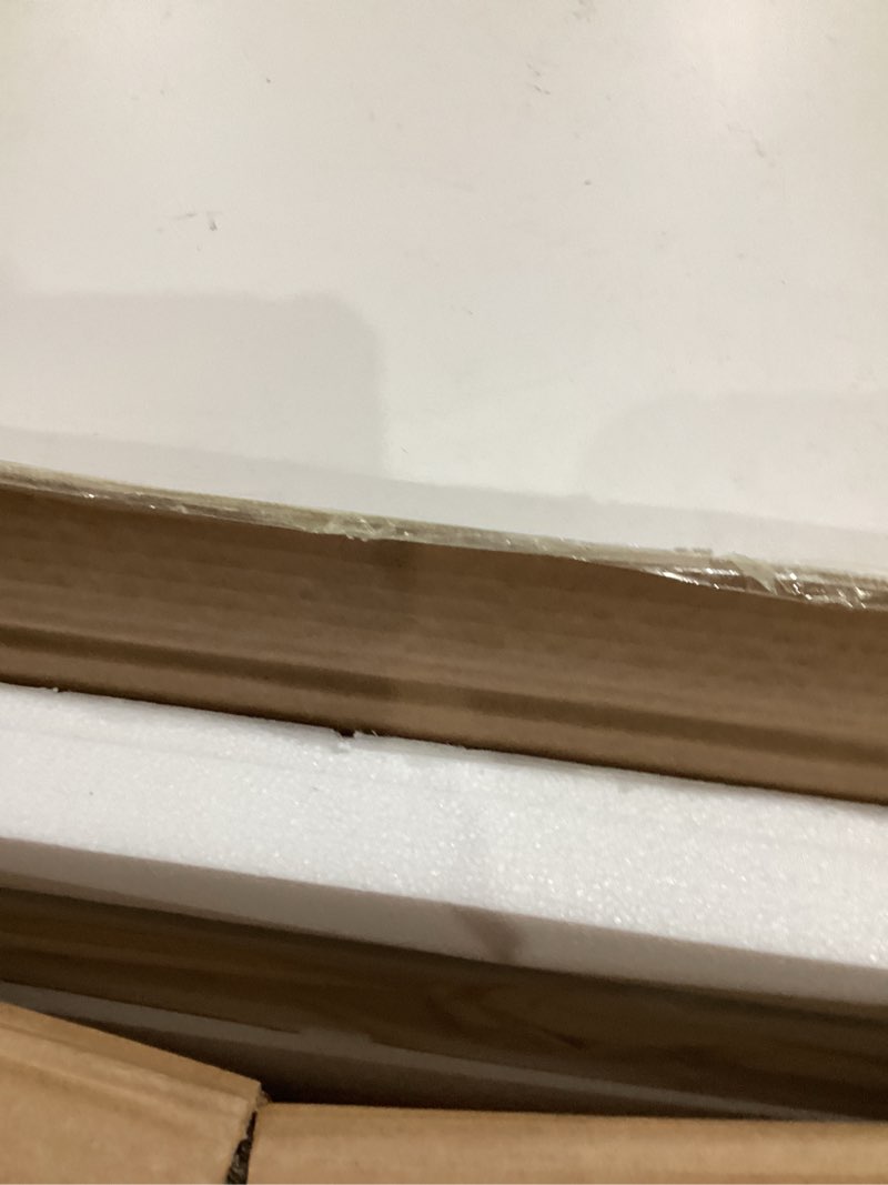 Condition photo showing As Is for Keonjinn LED Bathroom Mirror 30 ” x 30 ” with Frontlit & Backlit, Lighted Mirror for Bathroom Wall with Dimmable 3-Color Lights, Anti-Fog Mirror with HD Tempered Glass, UL-Listed LED Driver Frontlit & Backlit 30"L x 30"W