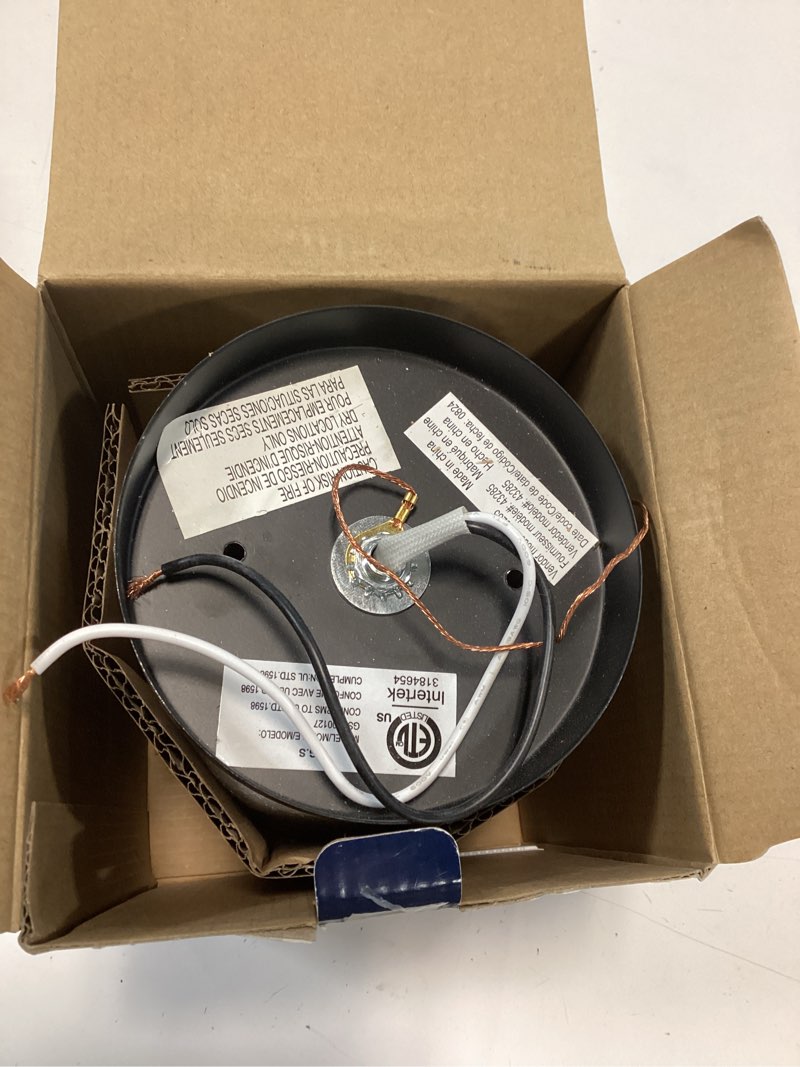 Condition photo showing As Is for project source 1-light 4.75-in matte black led, semi flush mount light