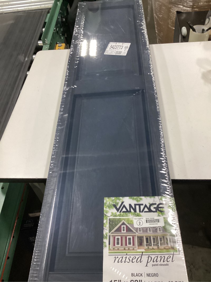 Condition photo showing New/Like New for vantage 14.563-in w x 63.906-in h black exterior shutters (2-pack)