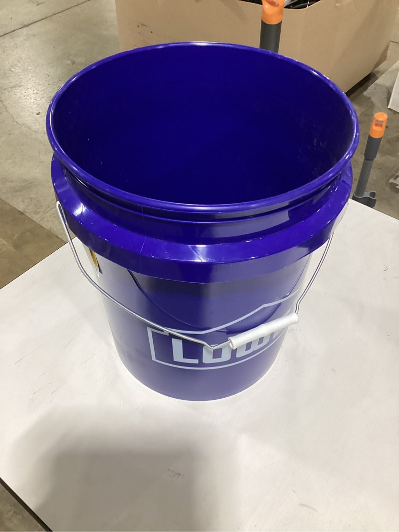 Condition photo showing As Is for lowe's 5-gallon plastic general bucket (hole at bottom)
