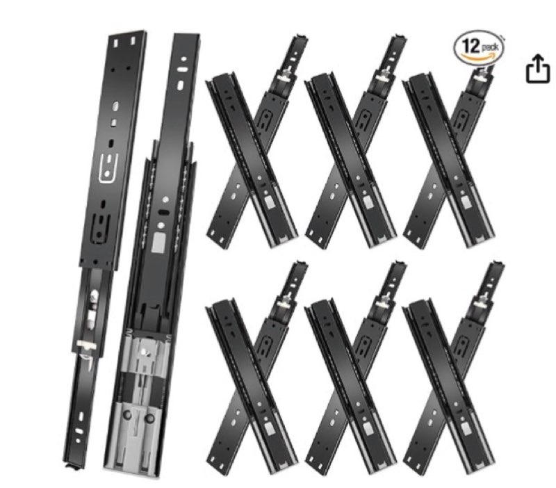 Black Soft Close Drawer Slides 18 Inch-6 Pairs, Smooth and Quiet 100lbs Capacity Full Extension Side
