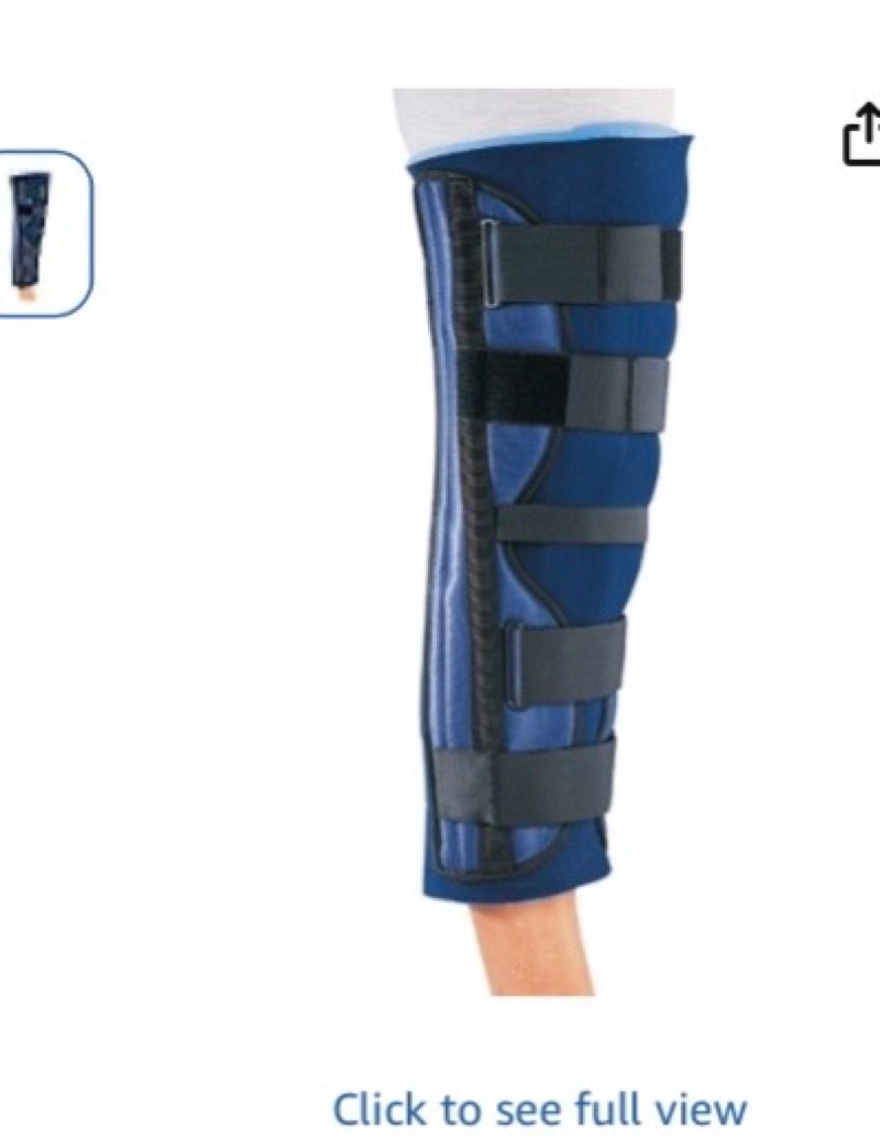procare 79-80170 clinic 3-panel knee splint, contoured stays, universal, 32" thigh circumference, 20" length