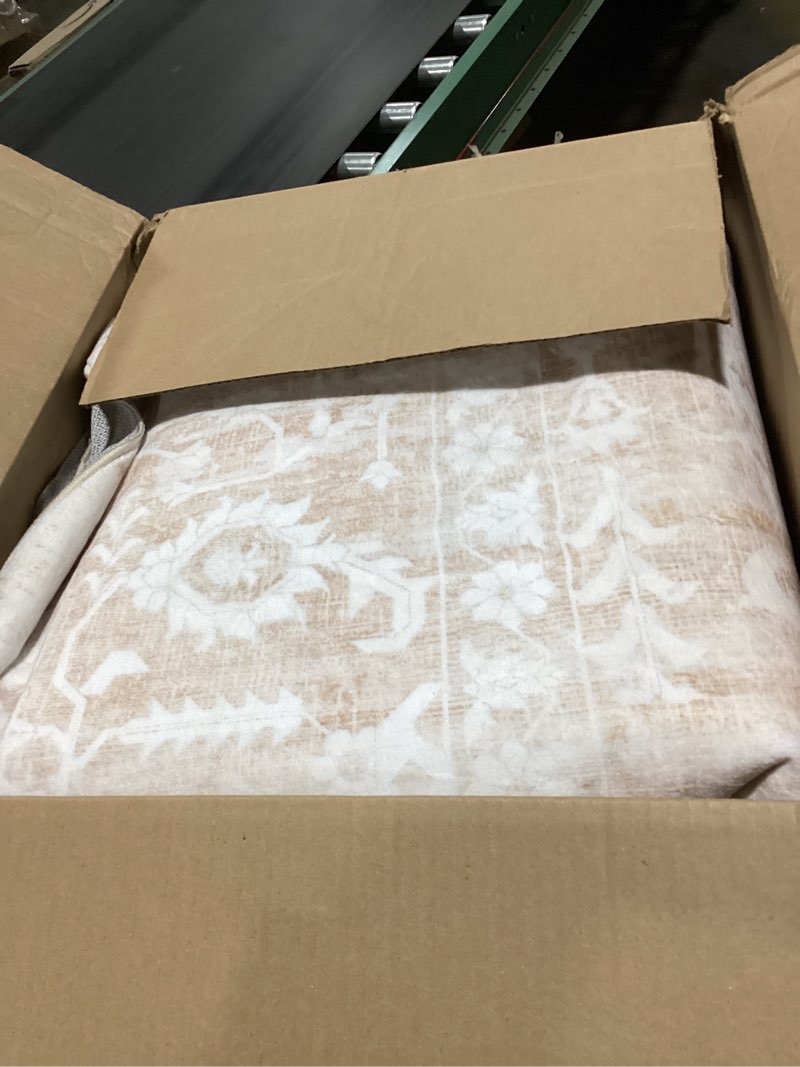 Condition photo showing Good Condition for Beige 8x10 Area Rugs for Living Room, Floral Vintage Washable Rug for Bedroom, Distressed Neutral Non Slip Soft Print Floor Carpet for Dining Room Nursery Home Office Beige / Pink 8' x 10' (Rectangular)