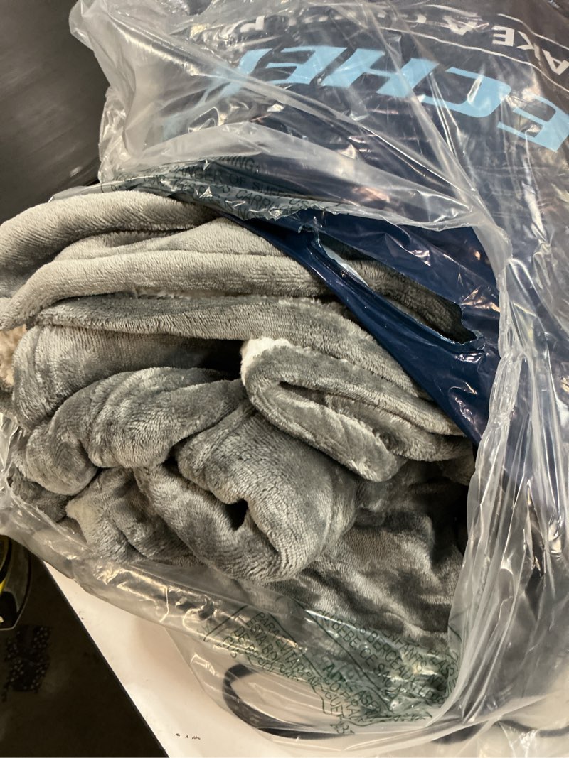 Condition photo showing As Is for greenoak heated blanket electric throw 50"x60", heating blanket with 10 heat levels 1/2/4/6/8 hours auto-off,fleece soft sherpa blanket,gifts for grandma mom seniors, misty grey misty grey 50x60
