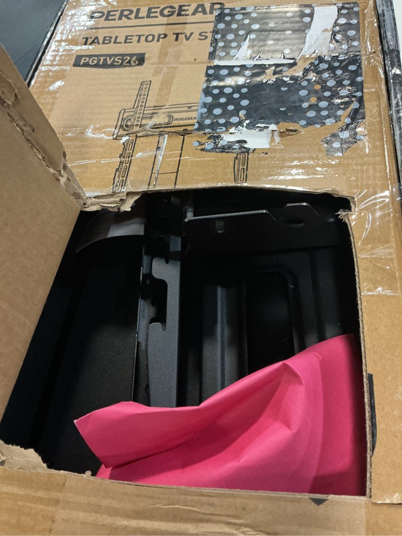 Condition photo showing Good Condition for universal swivel tv stand/base table top tv stand 32 to 65 inch tvs 80 degree swivel, 4 level height adjustable, heavy duty tempered glass base, holds up to 88lbs screens, ht04b-002 32"-65" swivel tv stand
