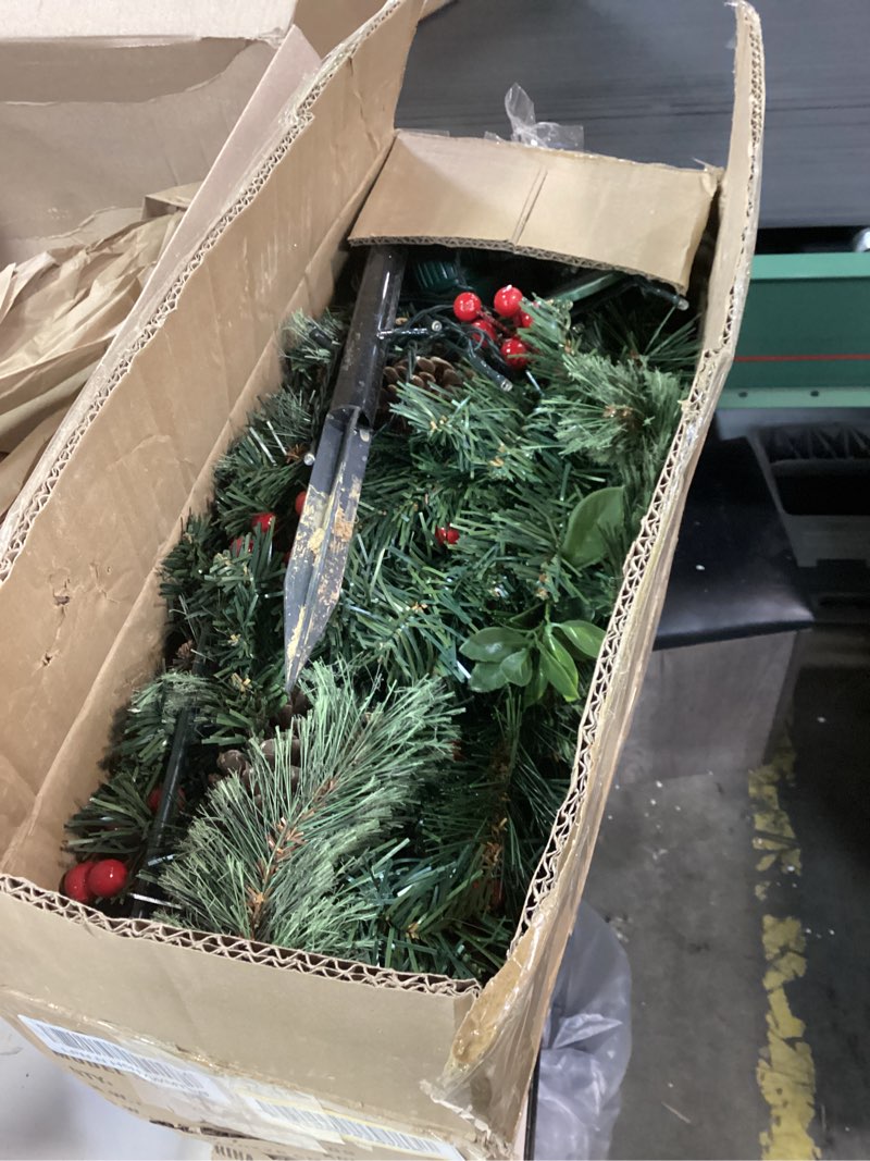 Condition photo showing As Is for Solar Christmas Tree for Outside 3FT with 220 Tips, Prelit Solar Christmas Trees Lights with 160 LED, 8 Modes Lighted Outdoor Xmas Tree for Porch, Yard, Lawn (2 Pack)