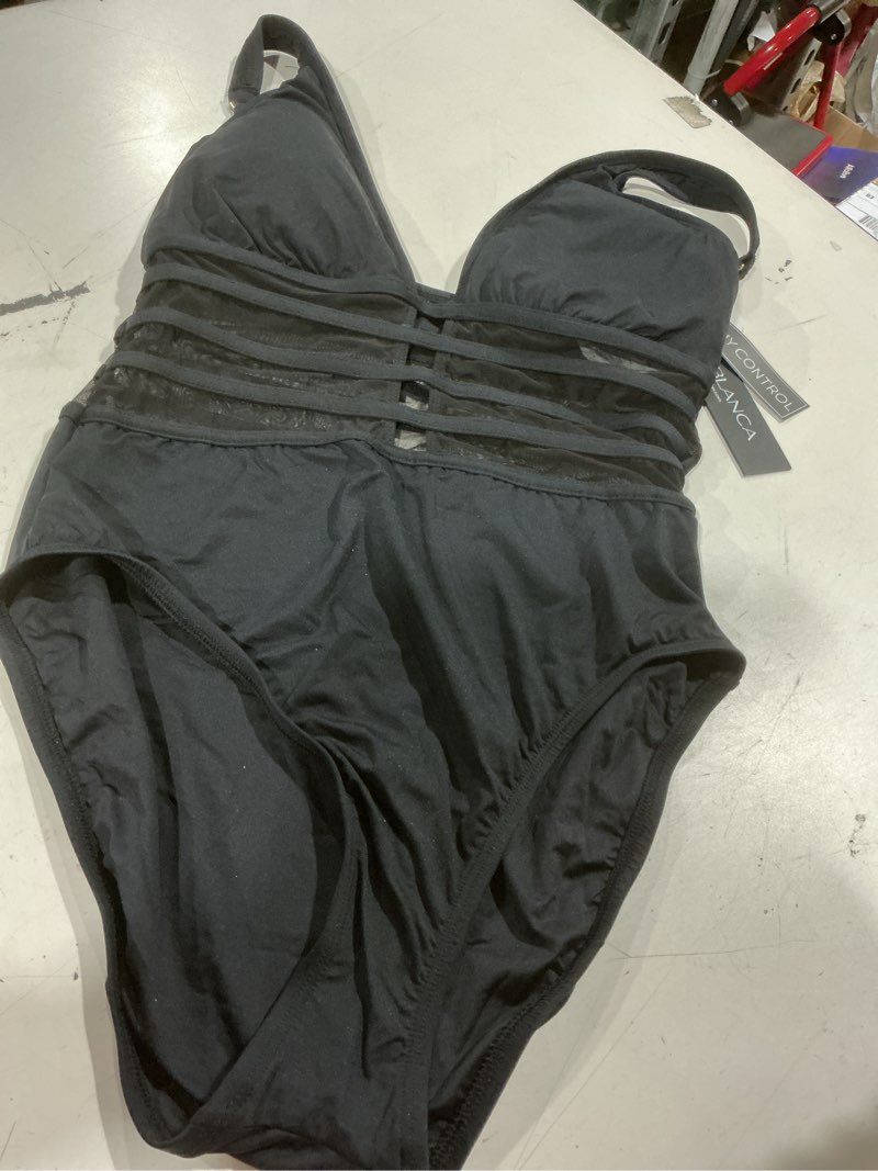 Condition photo showing Good Condition for la blanca women's standard island goddess mesh over the shoulder one piece swimsuit