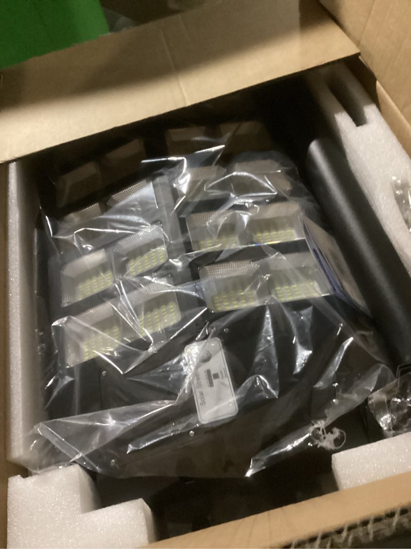 Condition photo showing New/Like New for Solar Lights Outdoor Waterproof, 8000W Solar Street Light with Motion Sensor, 7000K Dusk to Dawn Security Flood Lights IP66, Commercial Outdoor Lighting for Parking Lot, Yard, Driveway, Farm 8000W 1Pack