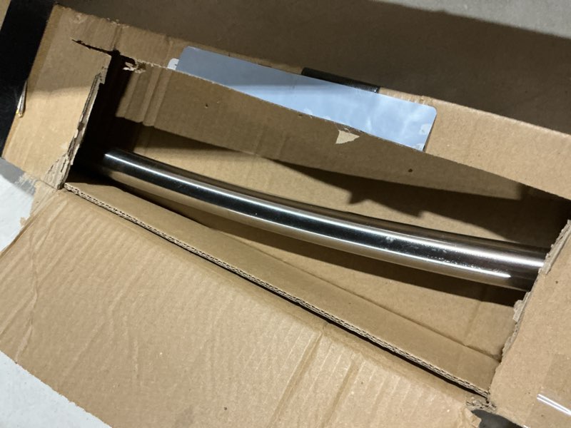 Condition photo showing Good Condition for Adjustable Curved Shower Rod, 42-72 inches Extra Wide Shower Curtain Rod, Rust proof, Premium Stainless Steel, Curved Shower Curtain Rod for Bathroom, Need to Drill, Silver Silver 42-72 inches