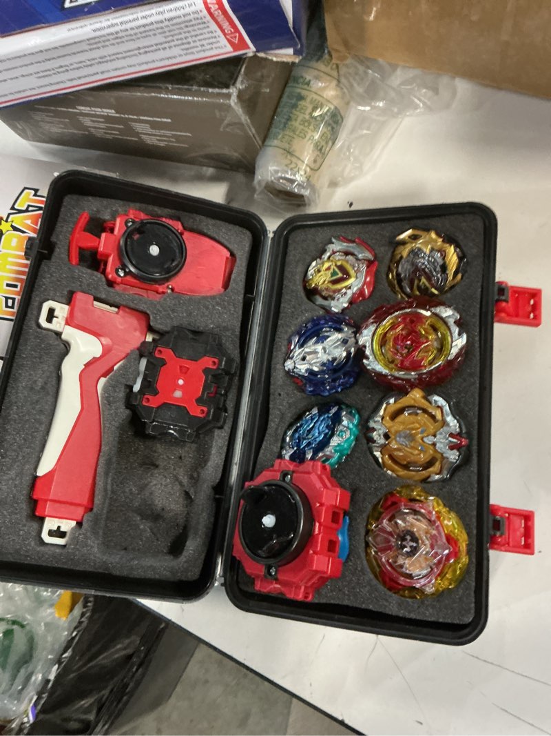 Condition photo showing New/Like New for Battling Top Burst Gyro Toy Set 12 Spinning Tops 3 Launchers 1 Grip Toy Combat Battling Game with Portable Storage Box Gift for Kids Children Boy and Girl Ages 6+… Brust Gyro Set-12pcs