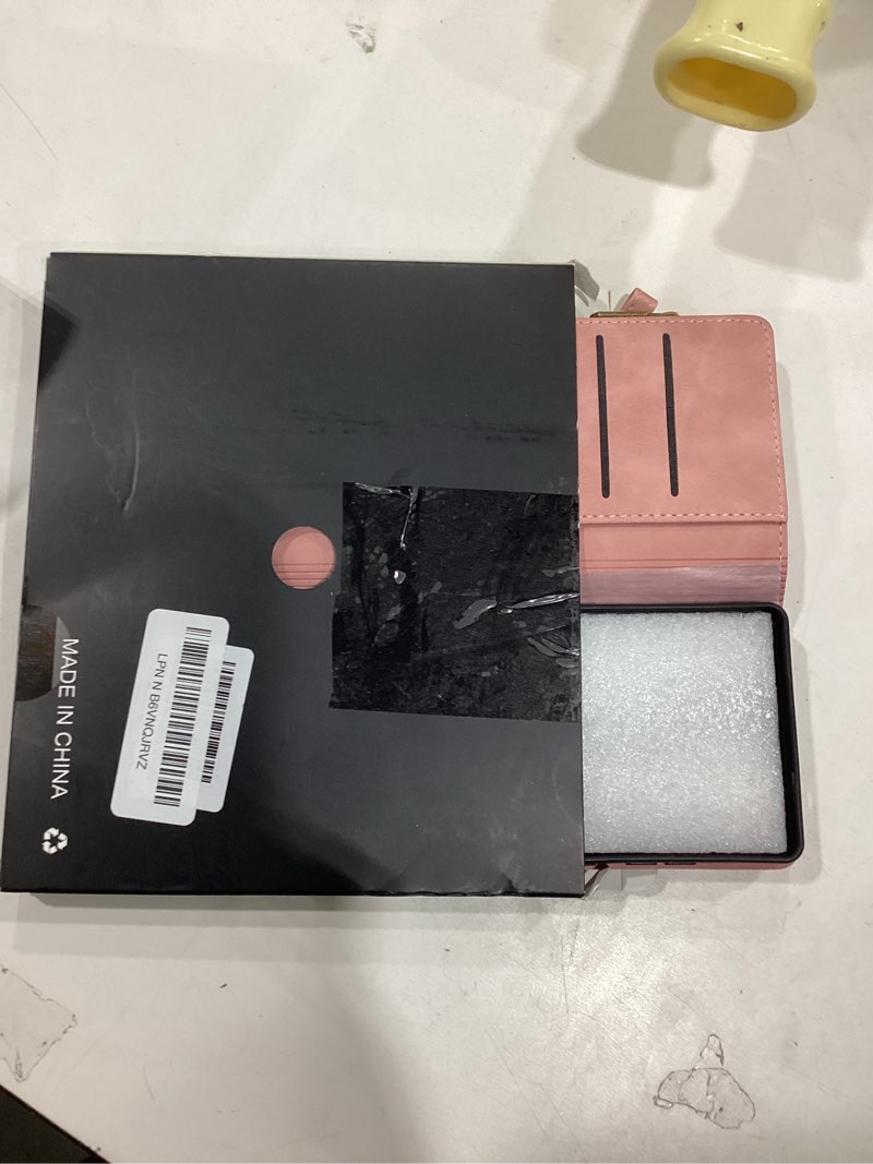 Condition photo showing As Is for Defencase for Galaxy S25 Ultra Case Wallet with RFID Blocking Card Holder for Women Men, PU Leather Magnetic Snap Flip Wristlet Strap Zipper Wallet Phone Cases for Samsung Galaxy S25 Ultra 6.9", Pink Galaxy S25 Ultra Airy Rose Pink