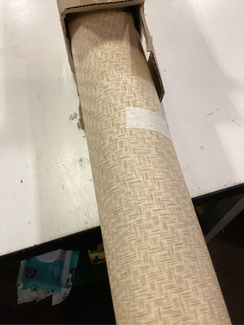 Condition photo showing New/Like New for haimin fabric wallpaper textured contact paper (24in x 393in) grasscloth wallpaper peel and stick faux linen wall paper self-adhesive vinyl looks like woven straw (yellow beige)