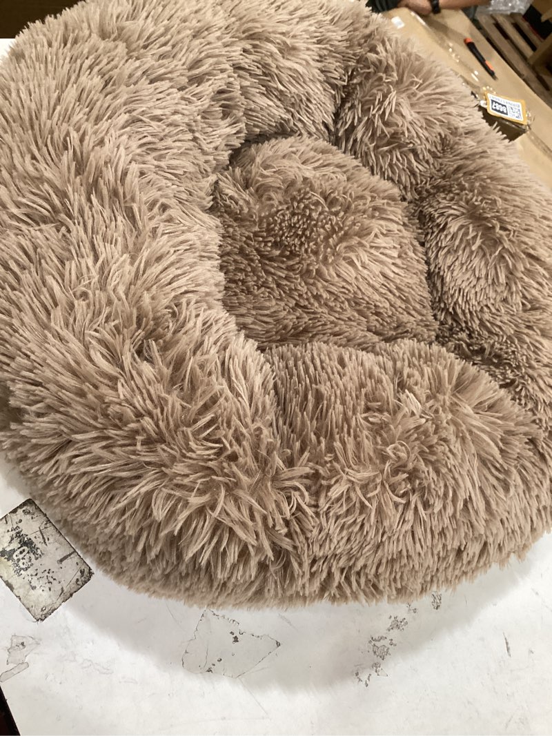 Condition photo showing Good Condition for bedsure calming dog bed medium size dog donut washable pet bed,30ins camel | oprah daily sleep award,fluffy faux fur round cuddler,anti-slip bottom,anti-anxiety,deep sleep for pets up to 45 lbs 30"l x 30"w x 8"th camel