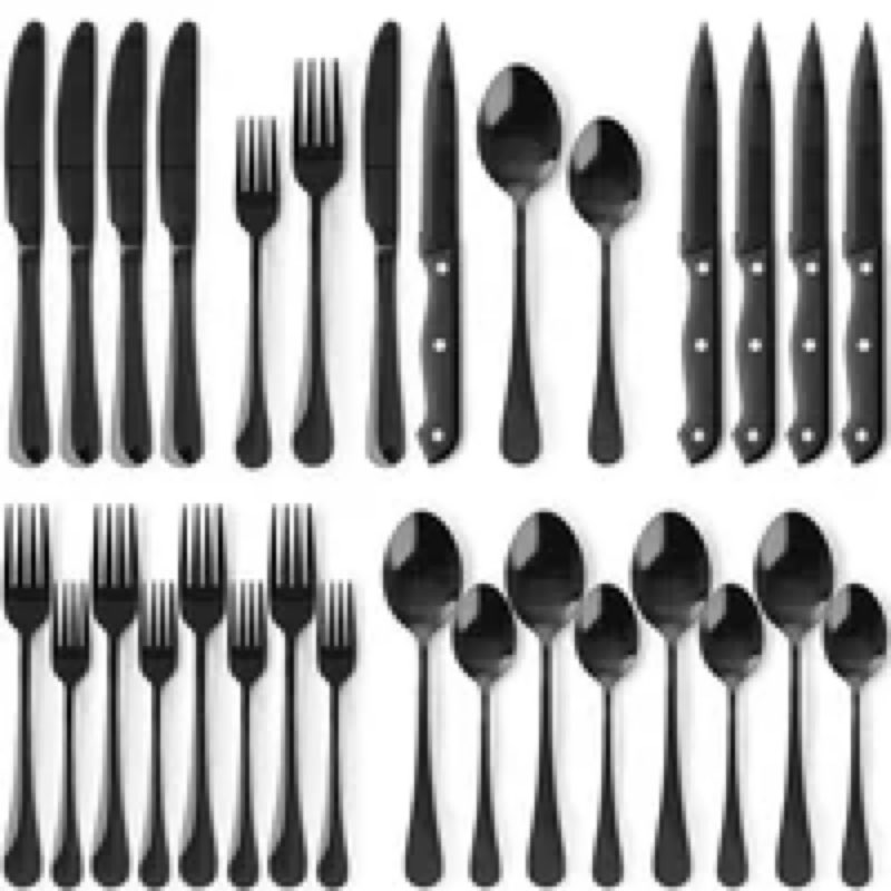 25-piece astercook steak silverware knives set (black