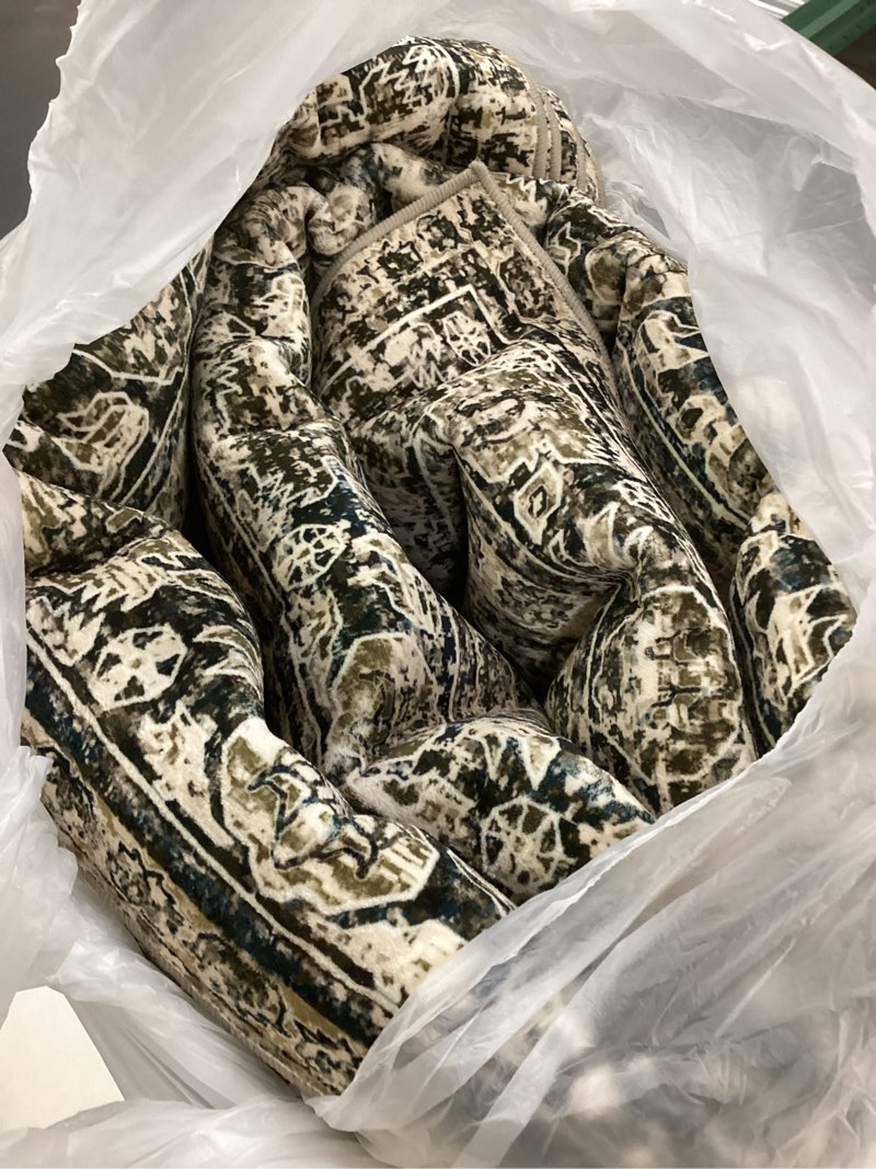 Condition photo showing Good Condition for Washable Area Rugs 8x10, Large Rugs for Living Room, Carpet for Bedroom, Soft Faux Wool Retro Dining Room Rug, Non-Slip Backing Resistant Low Pile Vintage Print Rug for Home Office (Brown) Brown 8'x10'