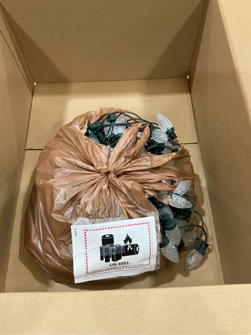 Condition photo showing As Is for iBaycon RGB C9 Christmas Lights, 129FT 200LED Color Changing String Lights Remote Control Waterproof Outdoor, C9 String Light for Xmas Tree House Eaves Roof Christmas Holiday Decor (Non-Connectable)