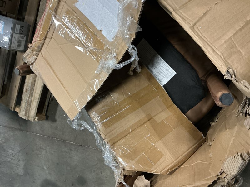 Condition photo showing As Is for meridian furniture 987brown-c sylvester collection modern | contemporary vegan leather upholstered dining chair with rounded back, 23.5" w x 22" d x 31" h, brown