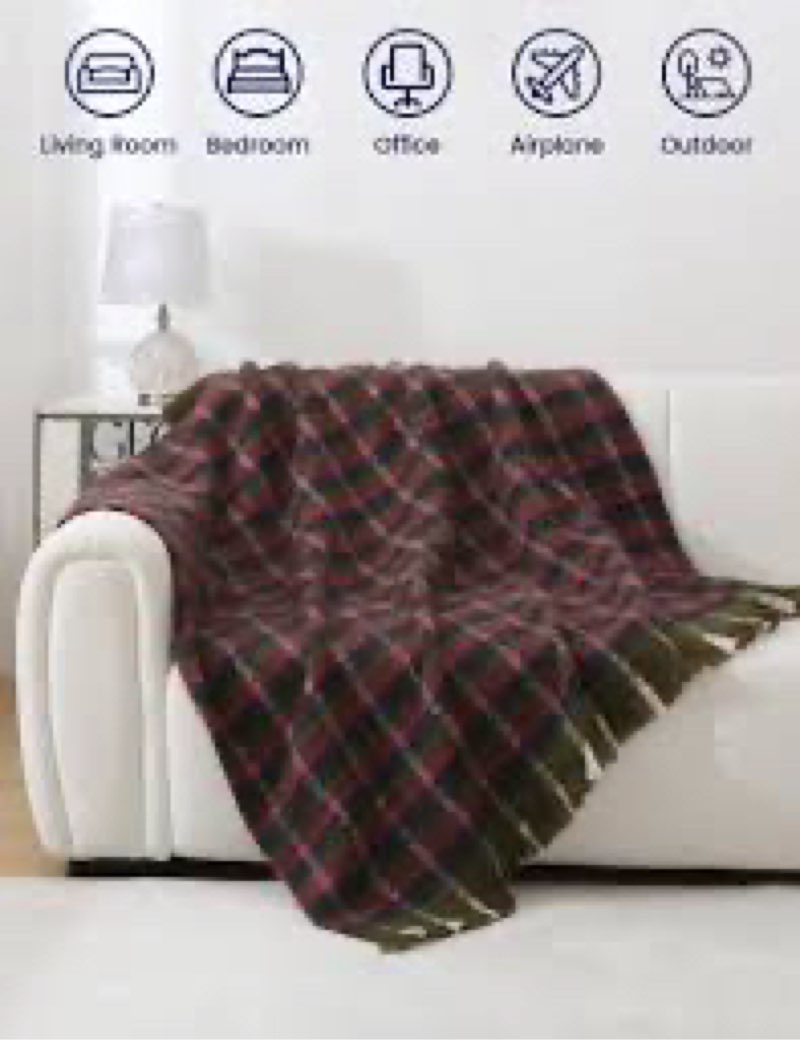 zonli christmas plaid throw blanket, christmas decorative plaid blankets,vintage throws with tassel 