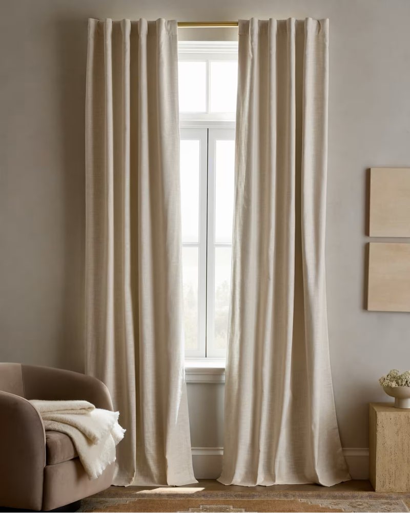 48” x 96” quince textured cotton room darkening curtain