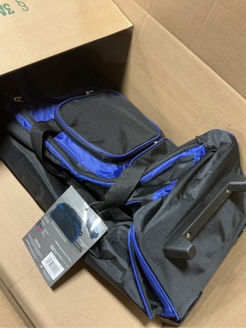 Condition photo showing New/Like New for Travelers Club Xpedition 30 Inch Multi-Pocket Upright Rolling Duffel Bag 30" Suitcase Blue