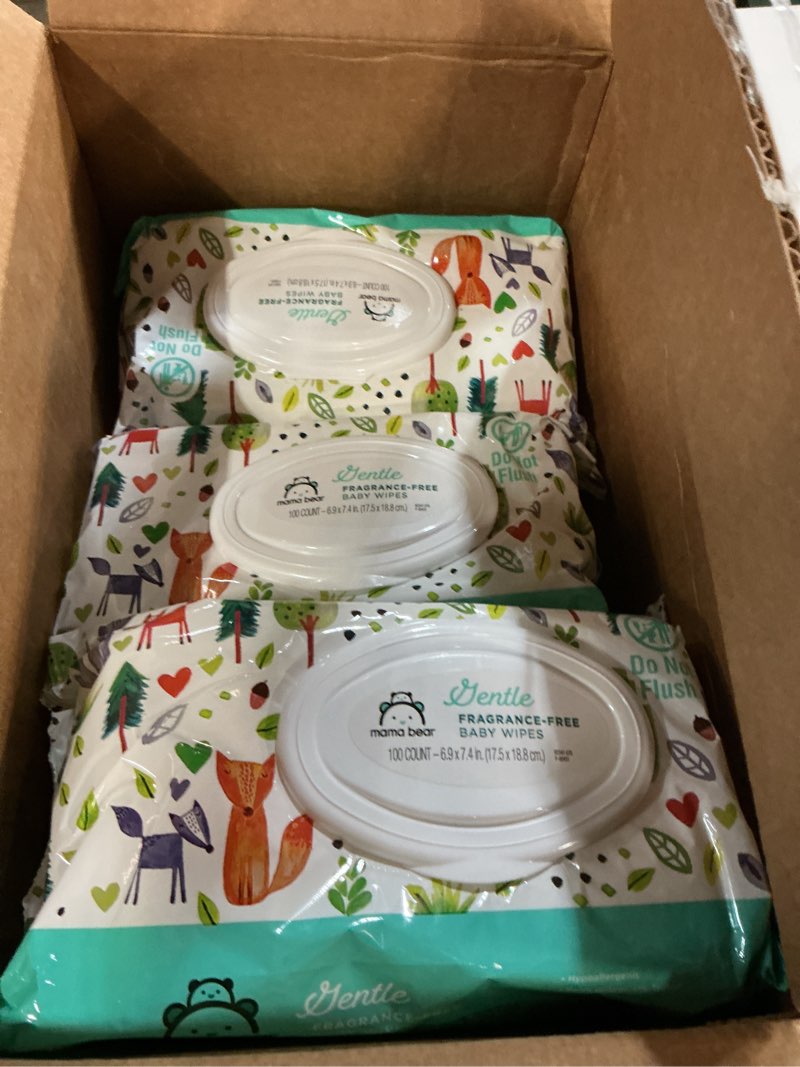 Condition photo showing New/Like New for Amazon Brand - Mama Bear Gentle Fragrance Free Baby Wipes, Hypoallergenic, Sensitive Skin, Unscented, 800 Count (8 Packs of 100) 100 Count (Pack of 8