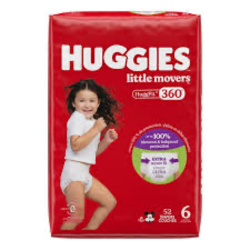 HUGGIES LITTLE MOVERS SIZE6 52 diapers *package damaged *