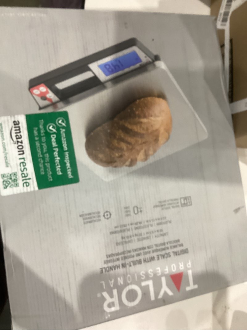 Condition photo showing New/Like New for Taylor TE50 50-Pound Digital Portion Control Food Scale with Handle, Inventory, Postal, and Bulk Portioning Scale, Tare and Hold Function, NSF, Stainless Steel Platform