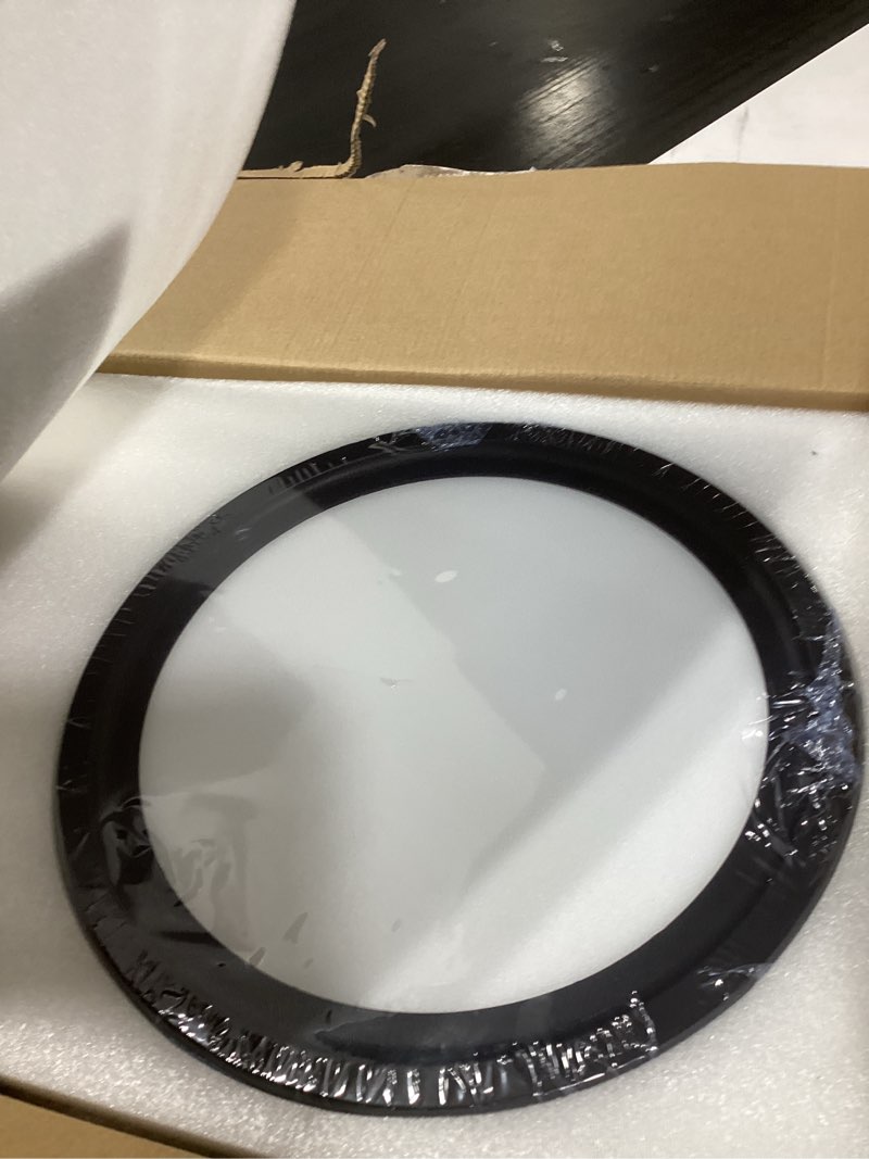 Condition photo showing New/Like New for 52" Flush Mount Ceiling Fan with Lights and Remote - Black Modern Ceiling Fan, Reversible and 5 Dual-Sided Blades, Low Profile Fan Light for Indoor Bedroom, Covered Patios Black-52in