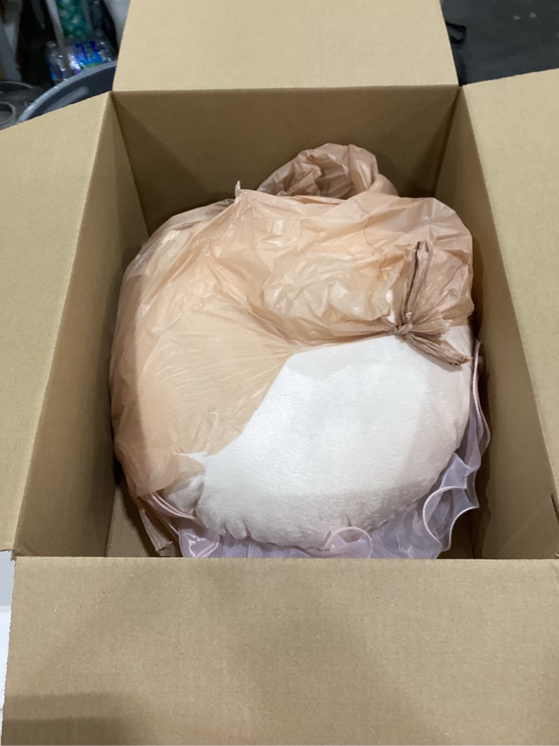 Condition photo showing Good Condition for lush decor ruffle layer flower decorative throw pillow, 17" round, blush - ruffle round pillow - throw pillows for bed, couch, or chair blush 17" round