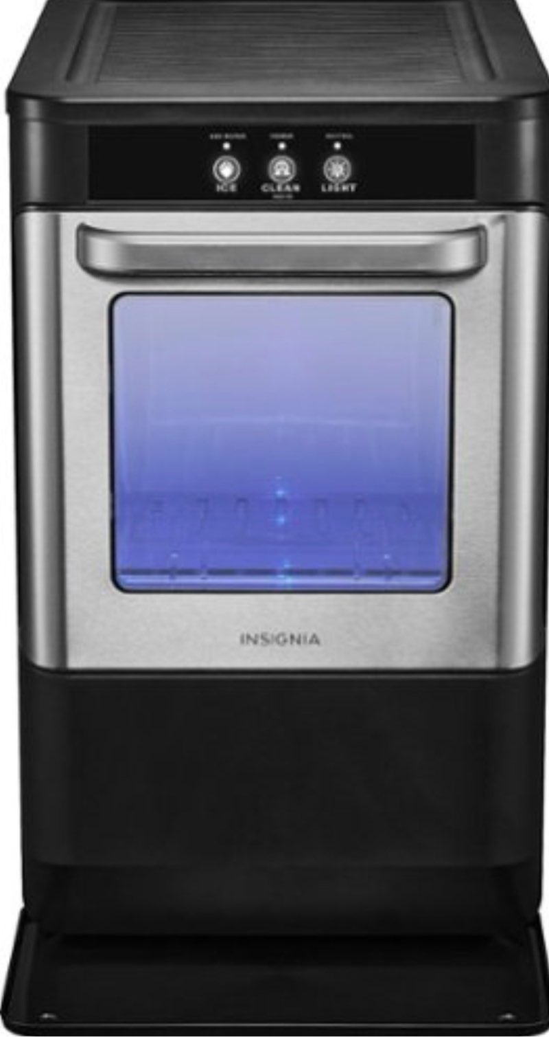 Insignia™ - Portable Nugget Ice Maker with Auto Shut-Off - Stainless Steel