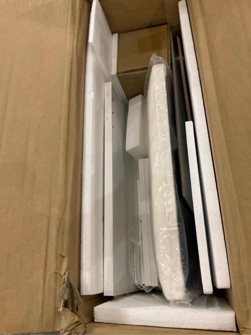 Condition photo showing As Is for Vanity Table with LED Mirror & Power Outlet - 5 Open Shelves, 4 Drawers - Includes Padded Stool - Ideal Bedroom Makeup Dressing Table ?White?