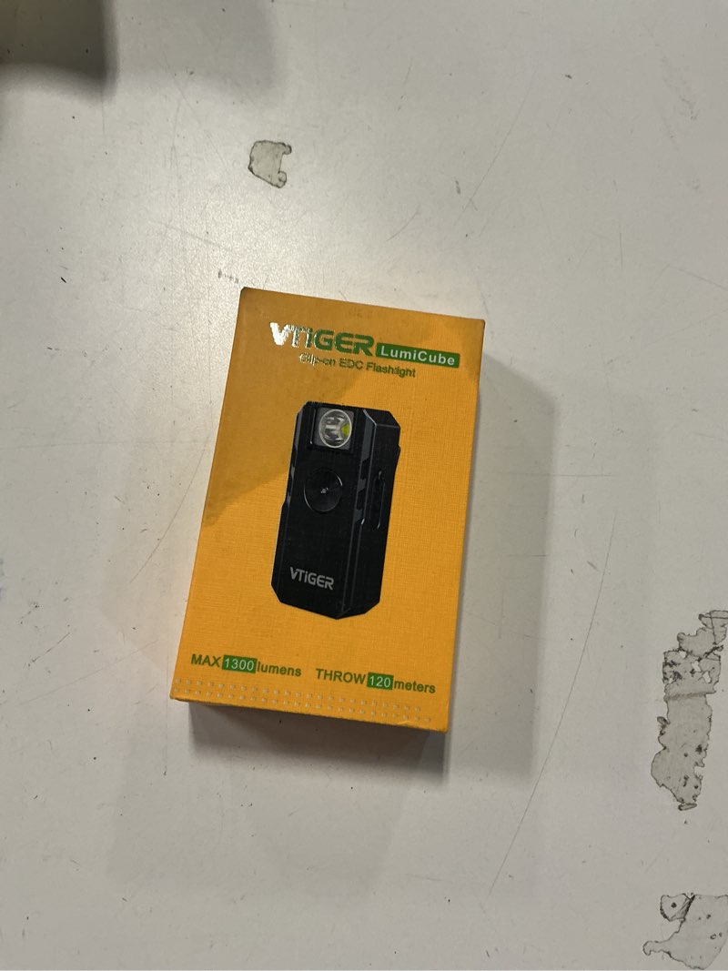 Condition photo showing New/Like New for VTIGER C1 Rechargeable EDC Flashlight Clip-on Light, 1300 Lumens Powerful Portable Mini Swivel Clip Light,Multi-Mode,IPX6 Waterproof, Magnetic Small Pocket Lights for Cycling,Working,Emergency,Signal Black