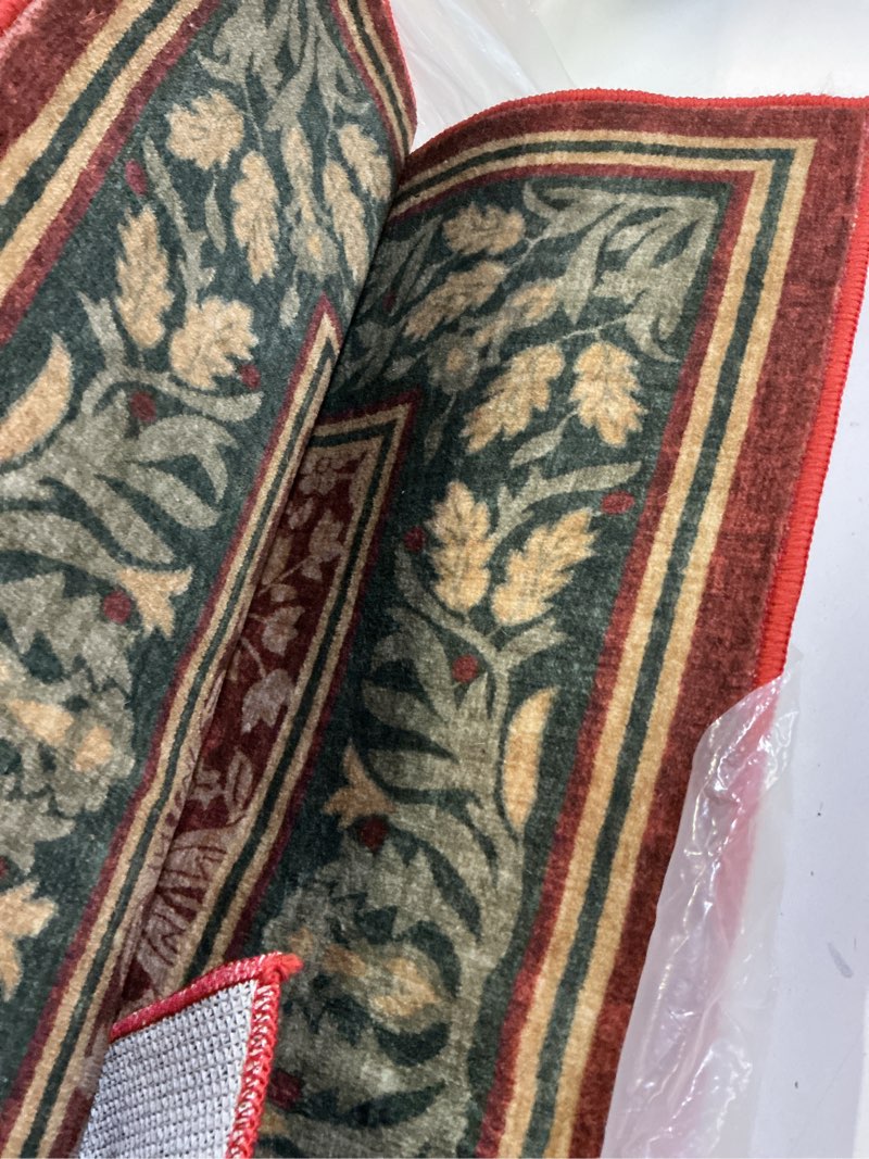Condition photo showing Good Condition for garveehome runner rugs 2x6 kitchen runner rug non slip washable runners for hallways, boho vintage rugs with rubber backing soft low-pile indoor long carpet for entryway bedroom red red 2' x 6' (rectangular)