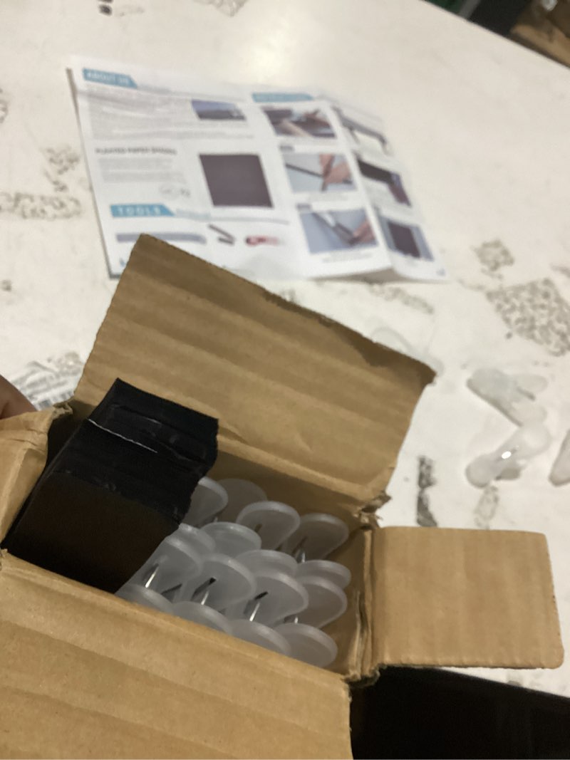 Condition photo showing As Is for changshade 6-pack temporary blackout paper blinds for window, cut to size adhesive paper shades, stick on pleated blinds,no drill easy install,36" w x 72" h,black black 36"w x 72"h
