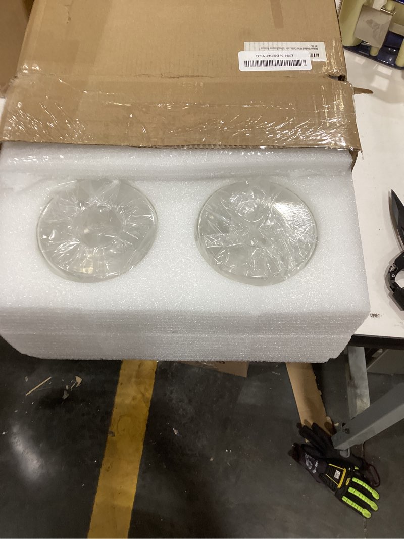 Condition photo showing Good Condition for Modern Semi Flush Mount Ceiling Light, Brushed Nickel Rustic Ceiling Light Fixture for Closet, Hallway, Kitchen, Hallway Light Fixture Ceiling, Brushed Nickel Finish, Clear Glass Shade, 5.9in, 2 Pack 2 Pack Brushed Nickel 5.9 inch Ceiling Light