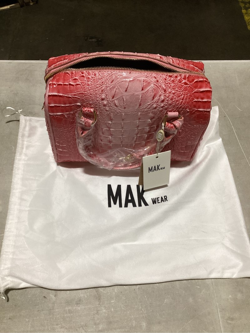 Condition photo showing New/Like New for makcr joacbv top-handle crocodile purses for women crossbody leather bags trendy large capacity tote with shoulder strap 1-pink