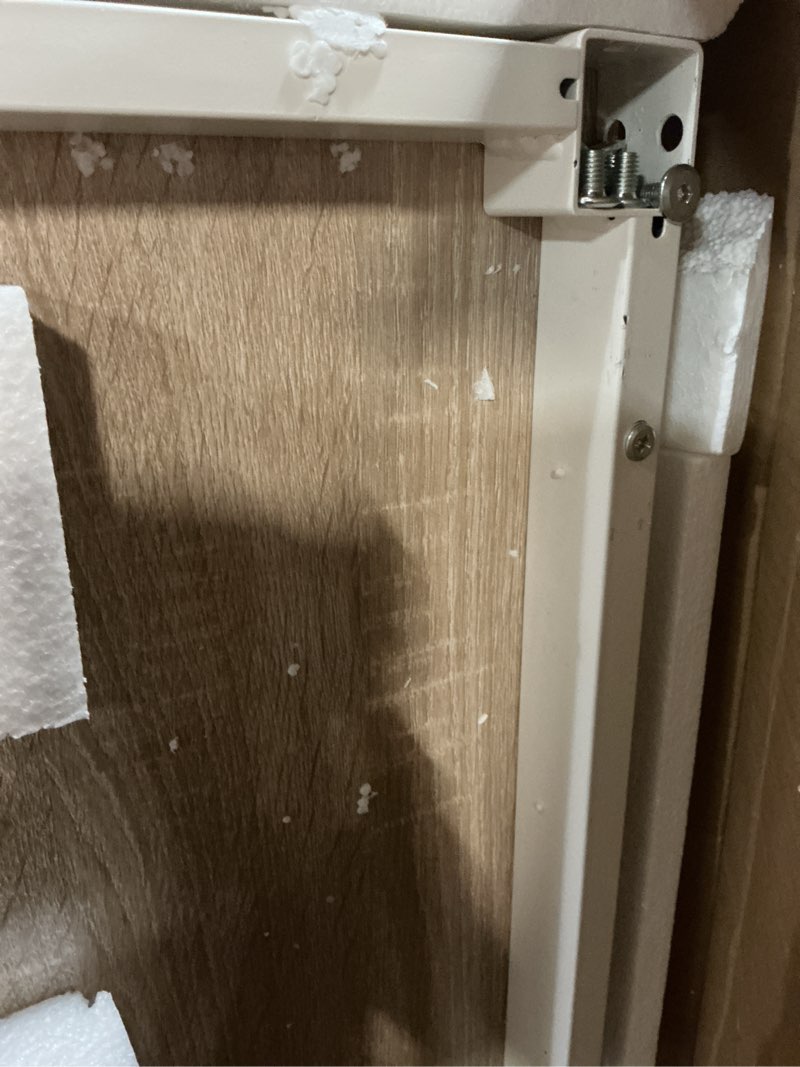 Condition photo showing As Is for Teraves Computer Desk/Dining Table Office Desk Sturdy Writing Workstation for Home Office(55.11“, Beige + White Frame) 55.11“ Beige + White Frame