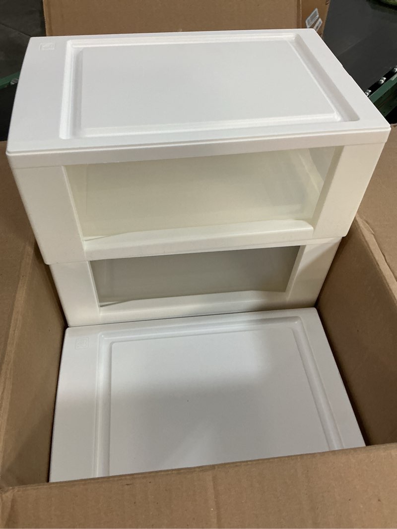 Condition photo showing Good Condition for iris usa 6 qt. small plastic stacking drawer, stackable storage organizer unit with sliding drawer for bedroom kitchen under sink pantry craft room dorm office, white, 8-pack 8 pack 6 qt.
