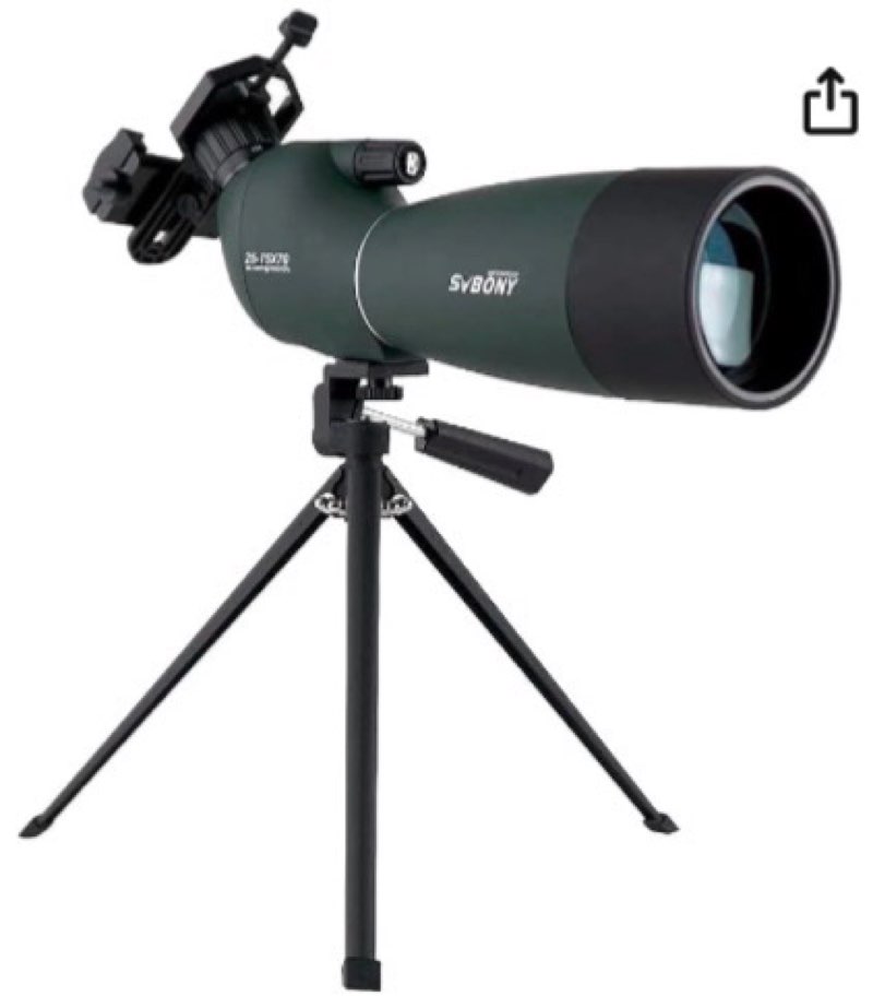 svbony sv28 100mm angled spotting scope for target shooting, 25-75x spotter scope with tripod for long range viewing, fmc hd optics with soft carrying case & phone adapter, scopes for birdwatching