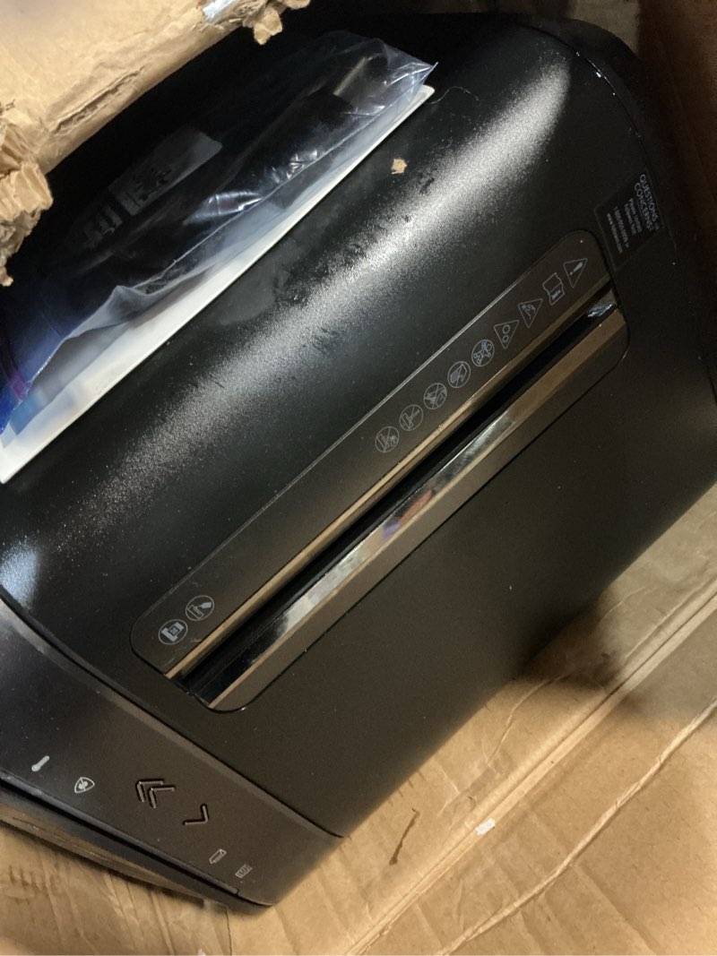 Condition photo showing As Is for fellowes mfg co. 5015401 powershred lx22m 20 manual sheet capacity micro-cut shredder - black 20 sheet - black
