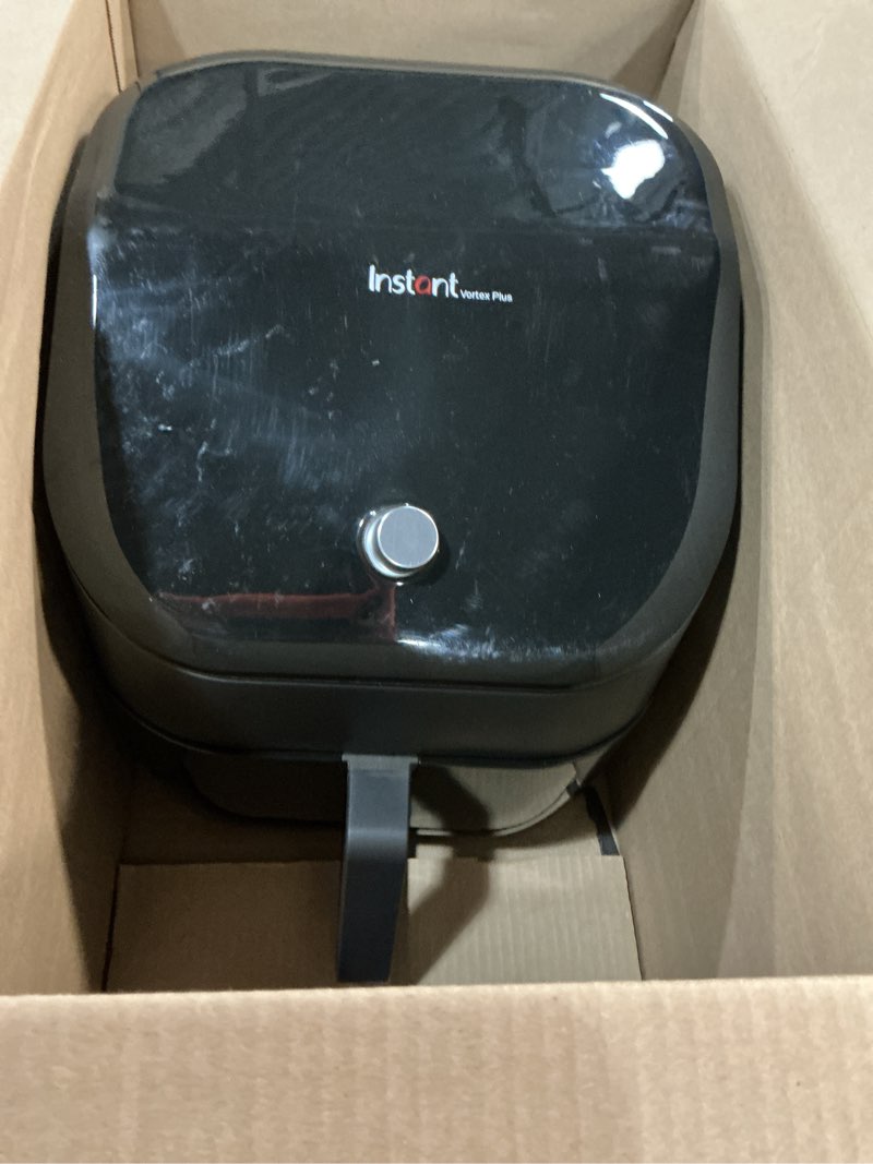 Condition photo showing As Is for instant pot vortex plus 6qt air fryer with odor erase technology,6-in-1 functions that crisps,roasts, broils,dehydrates, bakes & reheats, 100+in-app recipes, from the makers of instant pot,1700w,black vortex plus 6 qt
