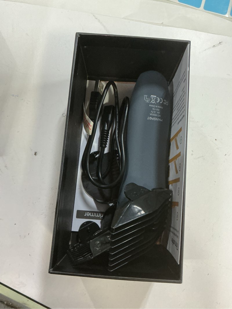 Condition photo showing Good Condition for MANSPOT Electric Groin Hair Trimmer Hair Finishing Trimmers, Men's Shaving & Grooming Sets Kit with 4 Guards and Replaceable Ceramic Blade Heads,Waterproof Wet/Dry Trimmer,90 Minutes Shaving Tools Airy Blue
