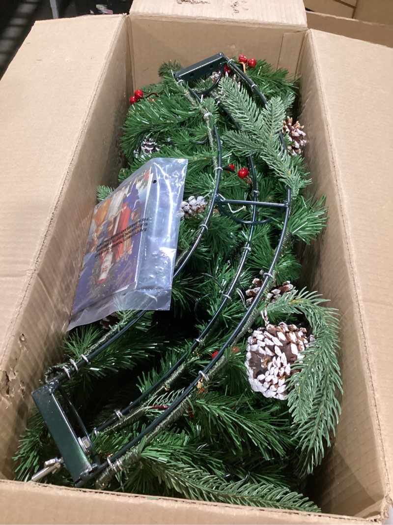 Condition photo showing Good Condition for Brightown 48 Inch Large Pre-Lit Artificial Christmas Wreath,Outdoor Christmas Decorations with 200 LED Lights, Pine Cones & Berry Clusters,Outdoor Christmas Wreath for Door Wall Windows,Plug-in