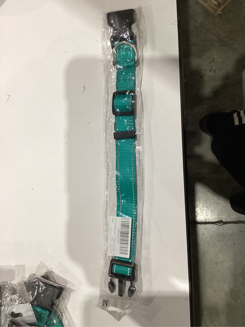 Condition photo showing New/Like New for TECEUM Reflective Dog Collar – Dark Emerald Green – M – Extra Soft Padding – Basic Nylon Pet Collar – Quick Release Buckle – Fits Small, Medium and Large Dogs, Puppies, Cats Dark Emerald Green Medium