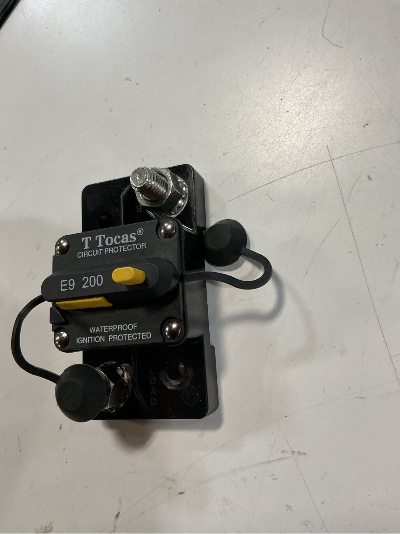 Condition photo showing Good Condition for e9 200 amp circuit breaker with manual reset switchable 3/8" studs | 200a waterproof fuse for automotive rv marine atv vehicles audio solar battery system 12v - 48v 200a surface mount