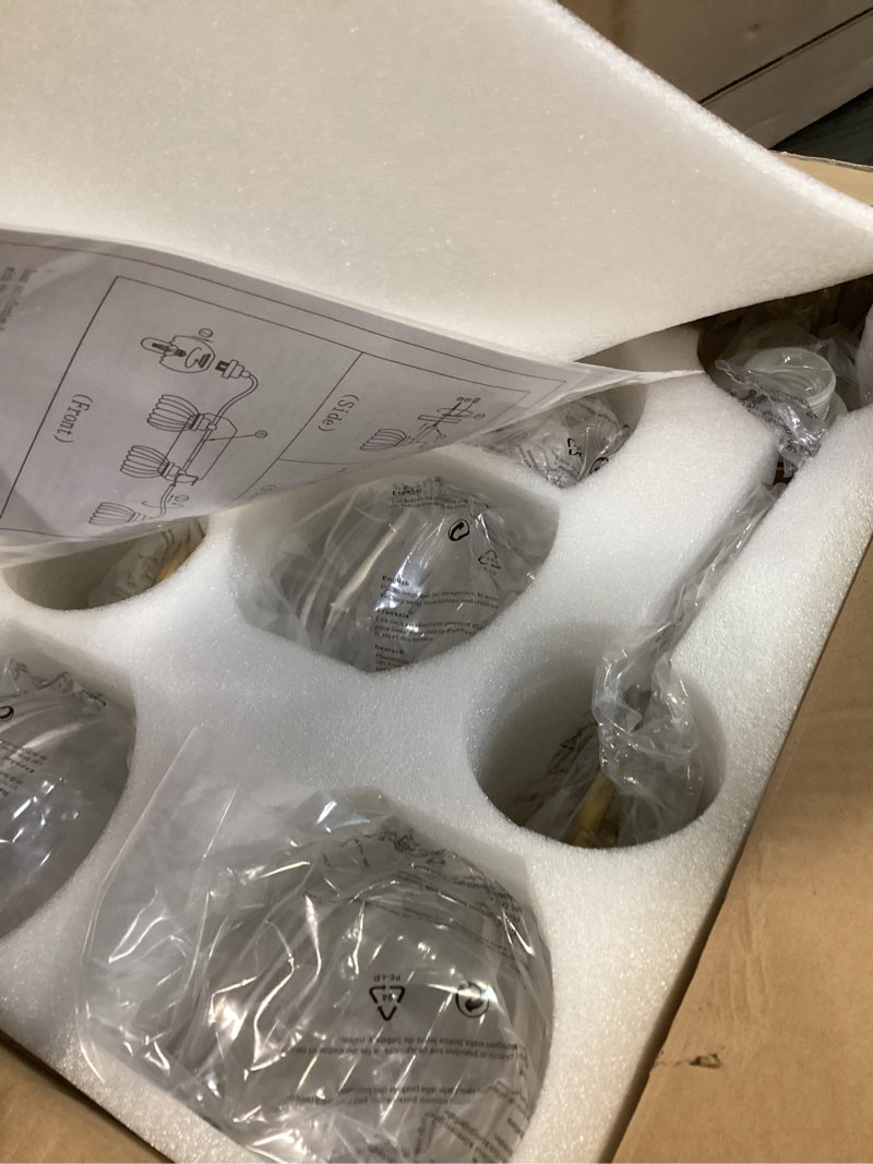 Condition photo showing Good Condition for Vintage Bathroom Light Fixtures, 4 Light Gold Bathroom Vanity Light, Matte Antique Brass Finish with Crystal Glass Shade, Wall Sconces Lighting for Bedroom, Living Room, Hallway Gold 4-Light