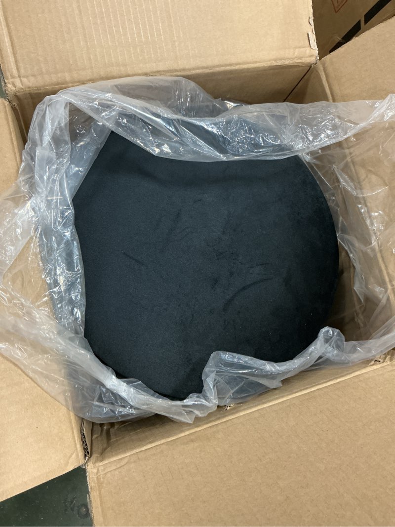 Condition photo showing Good Condition for Caroeas Round Ottoman with Storage Set of 2, Upholstered Velvet Storage Ottoman, Vanity Stool for Makeup, Ottoman Foot Rest for Living Room, Bedroom, Black Round Ottoman Black