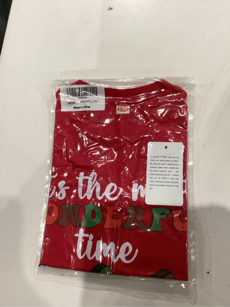 Condition photo showing New/Like New for Boys Girls Christmas Shirt Kids Christmas Tree T-Shirts Funny Toddler Xmas Holiday Short Sleeve Tees 2025 (3-10 Years) Red_christmas Tree Cake 7-8 Years