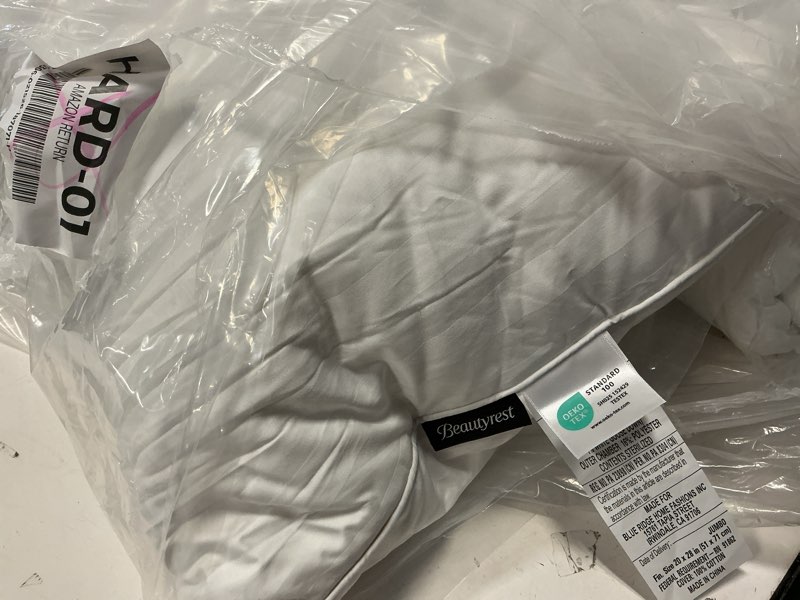 Condition photo showing As Is for Beautyrest Luxury Goose Feathers Soft Pillows, 500 Thread Count Cover 20”x28”, Queen (Pack of 2), Supportive Fluffy Hotel Collection Bed Pillows for Side and Back Sleepers