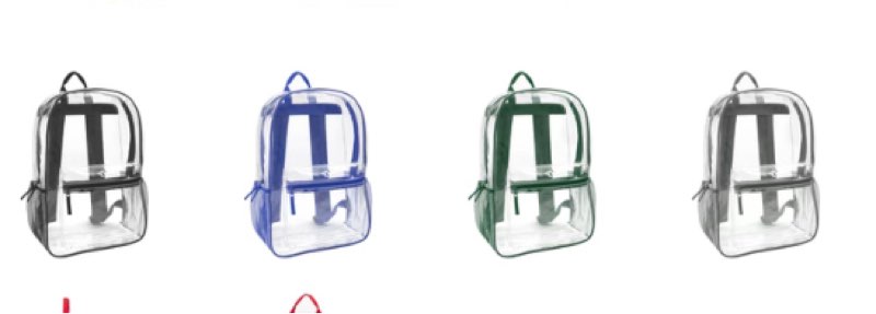 Amylove 24 pcs wholesale clear Backpacks bulk stadium approved heavy duty clear backpacks for travel security sports 15” 4 colors( blue,grey,green and black)   